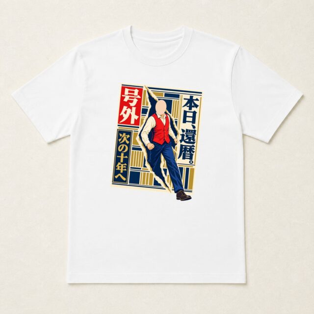 顔写真でつくる還暦Tシャツ「号外 本日、還暦。 次の十年へ」