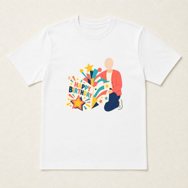 顔写真でつくる大人の誕生日Tシャツ「飛び出す誕生日カード」