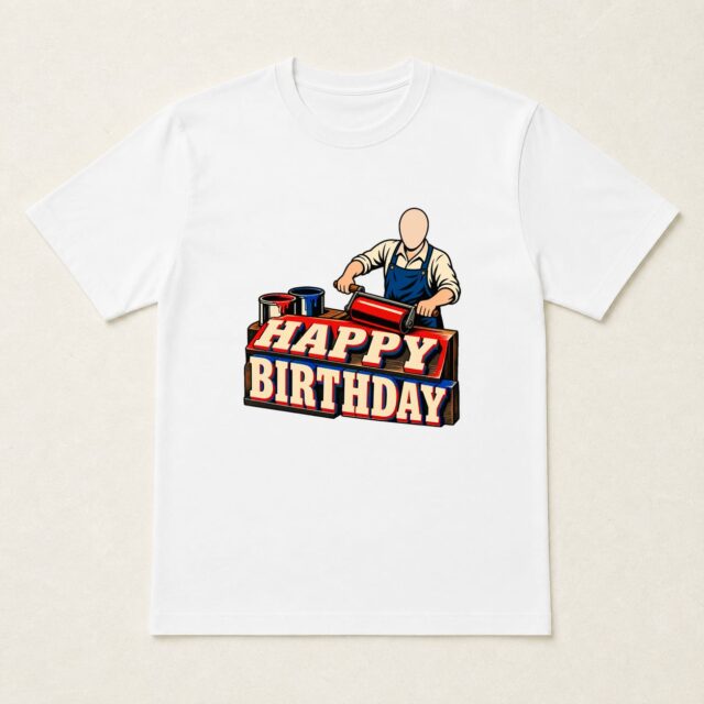 顔写真でつくる大人の誕生日Tシャツ「誕生日の活版印刷」
