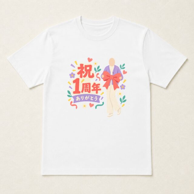 顔写真でつくる店舗1周年Tシャツ「ありがとうを、結んで」