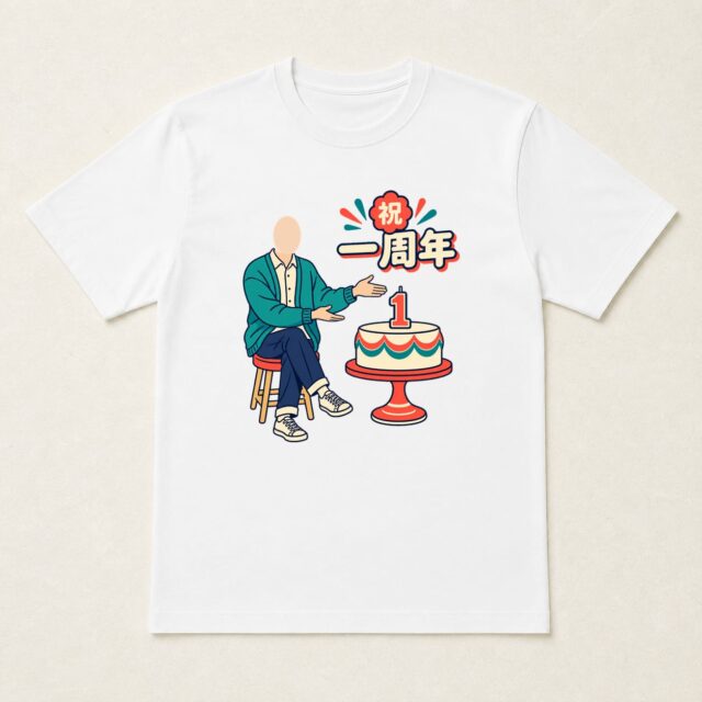 顔写真でつくる店舗1周年Tシャツ「ひとつめの記念日」