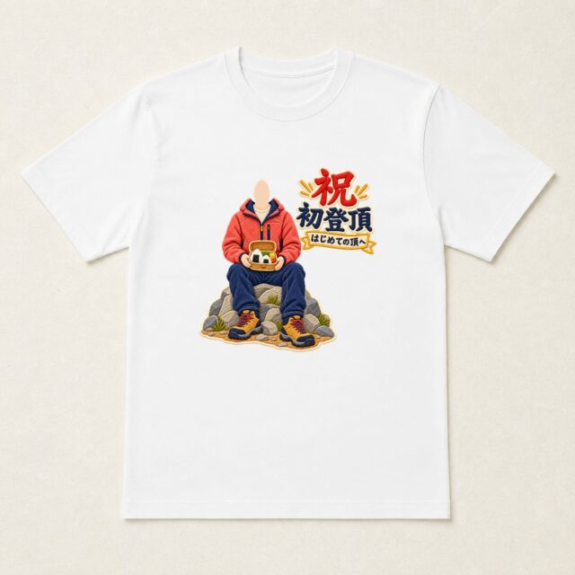 顔写真でつくる初登頂記念Tシャツ「頂上のお弁当」