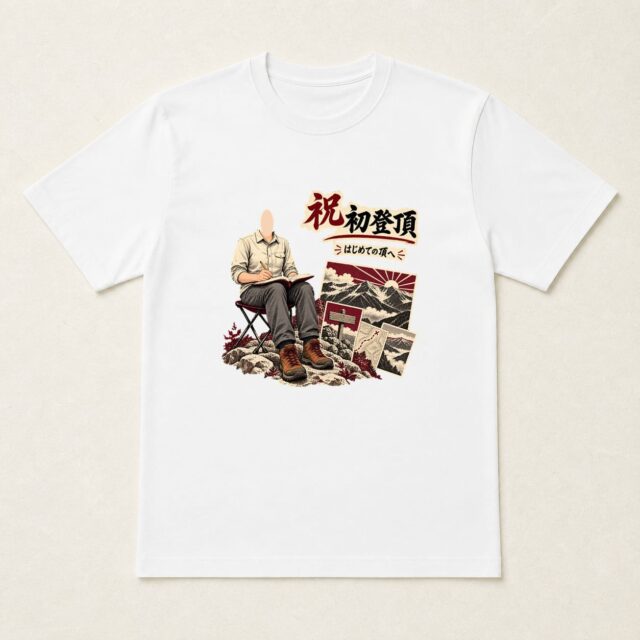 顔写真でつくる初登頂記念Tシャツ「今日の頂を記そう」