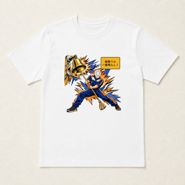顔写真でつくる納車祝いTシャツ「納車ベル、一番鳴らし！」