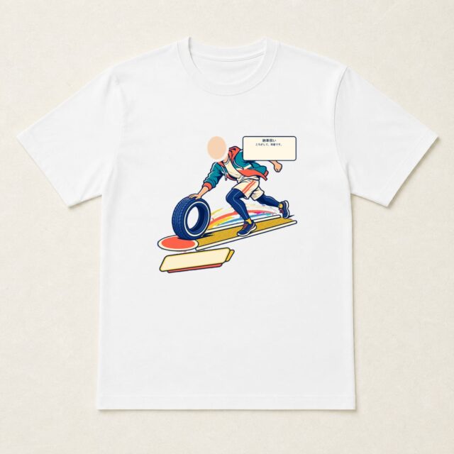 顔写真でつくる納車祝いTシャツ「ころがして、到着です。」