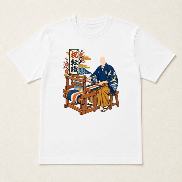 顔写真でつくる転職祝いTシャツ「新しい糸を織る」