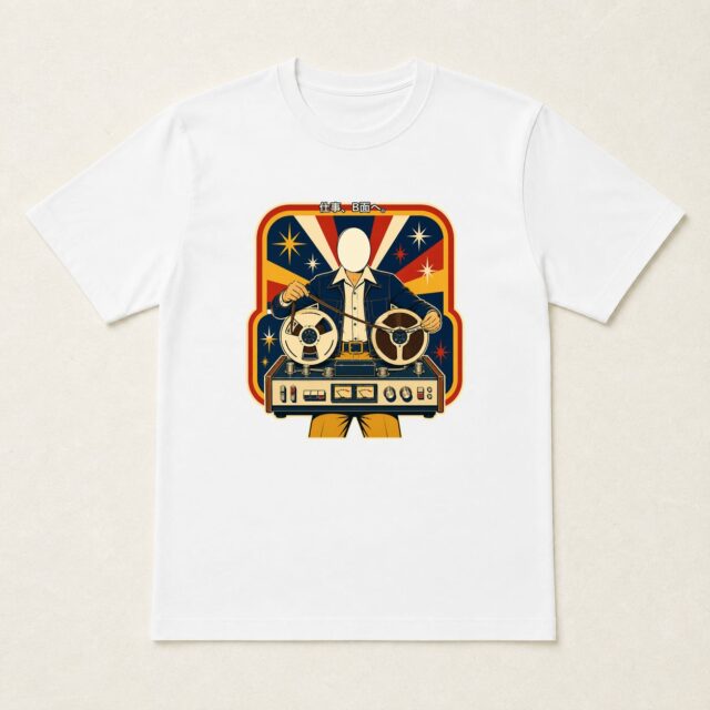 顔写真でつくる転職祝いTシャツ「仕事、B面へ。」