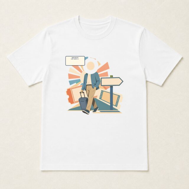 顔写真でつくる転職祝いTシャツ「行き先、選びました。」