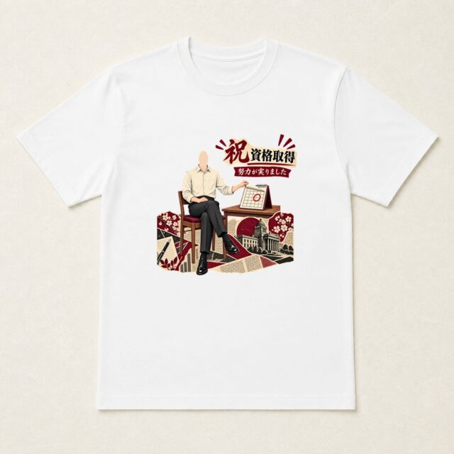 顔写真でつくる資格取得祝いTシャツ「努力の日々に、しるしを」