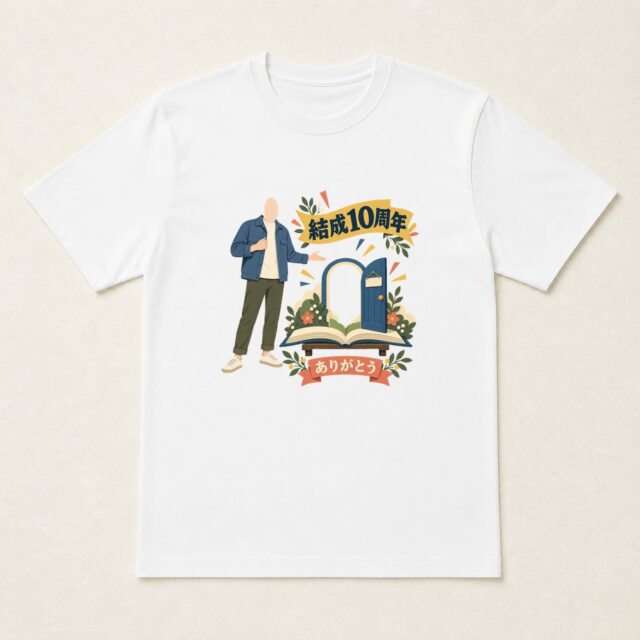 顔写真でつくるサークル結成10周年Tシャツ「いつもの場所で、また会おう」