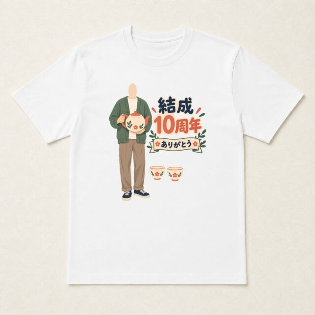 顔写真でつくるサークル結成10周年Tシャツ「集まれば、ほっとする」