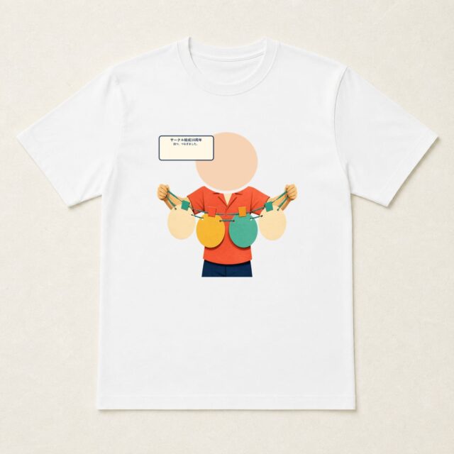 顔写真でつくるサークル結成10周年Tシャツ「四つ、つなぎました。」