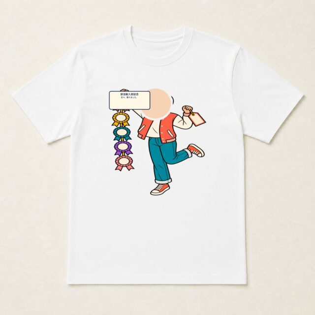 顔写真でつくる部活動入部記念Tシャツ「五つ、飾りました。」