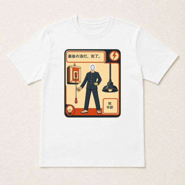 顔写真でつくる卒部・部活動引退記念Tシャツ「最後の消灯、完了。」