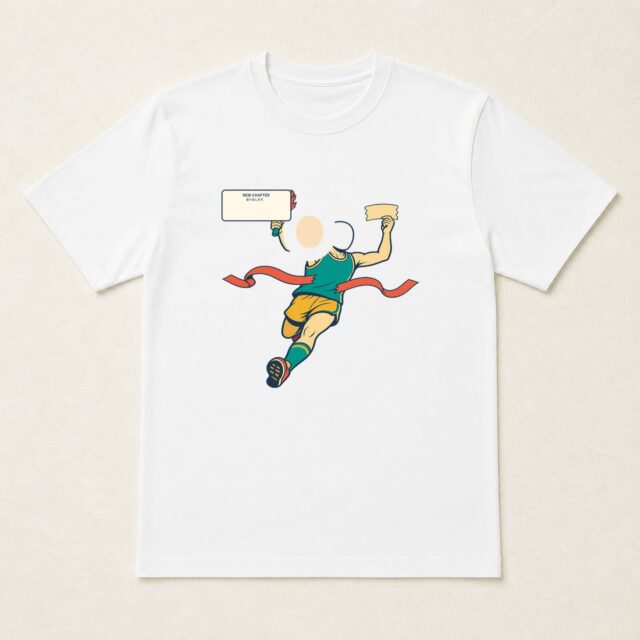 顔写真でつくる成人祝いTシャツ「走り出します。」