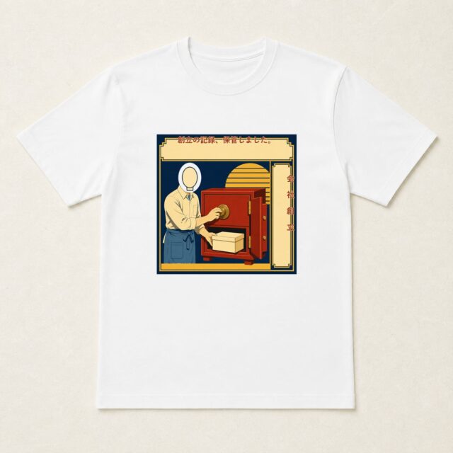 顔写真でつくる会社創立祝いTシャツ「創立の記録、保管しました。」