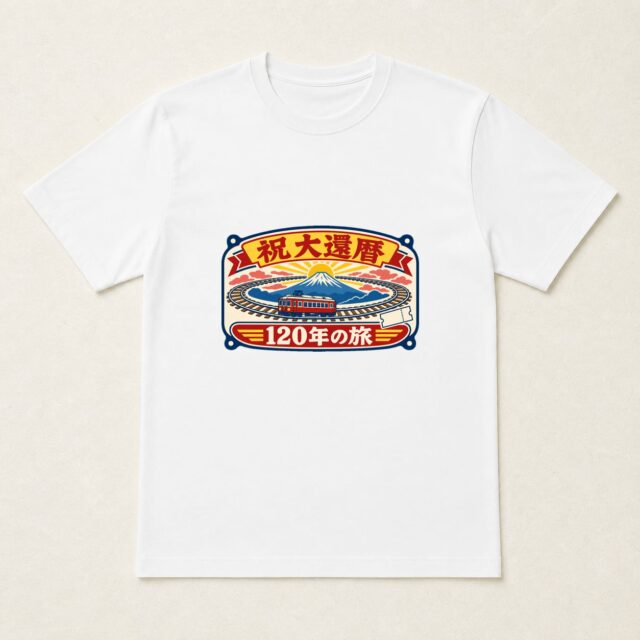 大還暦・120歳Tシャツ「暦を二巡・環状線旅行看板」