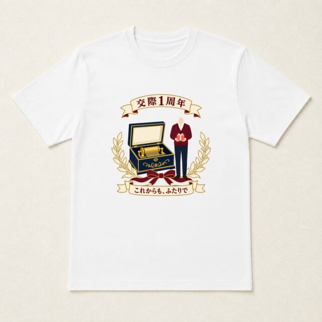 顔写真でつくる交際1周年記念Tシャツ「一年の想いを、奏でて」