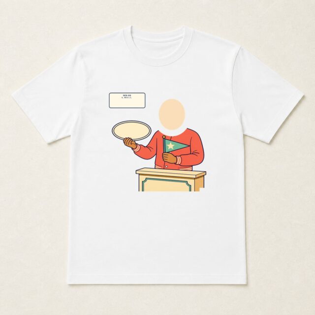 顔写真でつくる就職祝いTシャツ「札、置きました。」