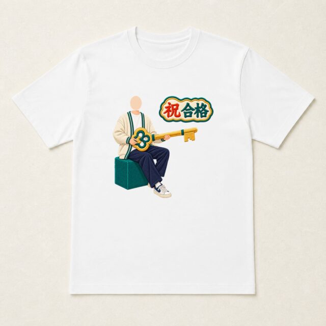 顔写真でつくる合格祝いTシャツ「ひらく未来の鍵」