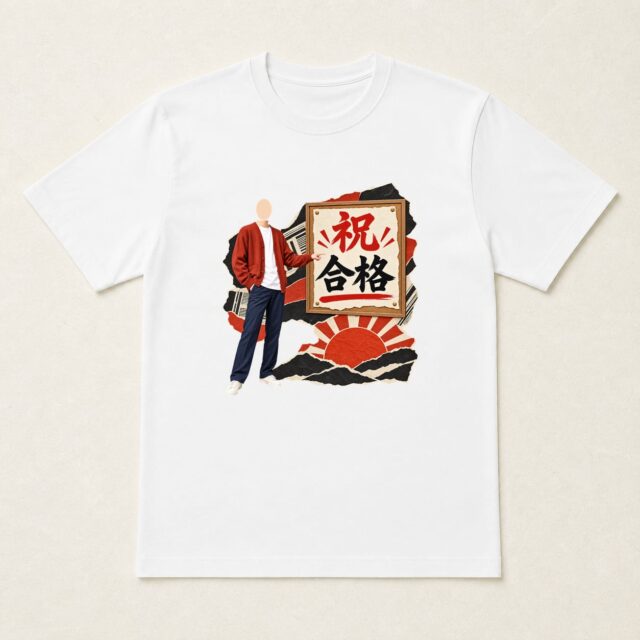顔写真でつくる合格祝いTシャツ「うれしい知らせ」