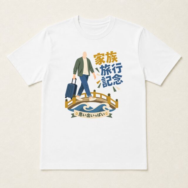 顔写真でつくる家族旅行記念Tシャツ「いっしょに、向こう岸へ」