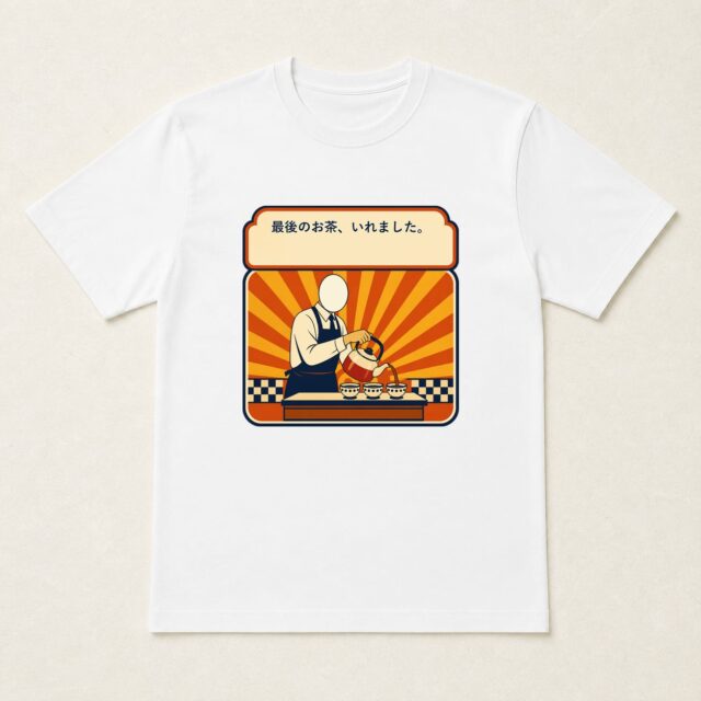 顔写真でつくる退職・送別Tシャツ「最後のお茶、いれました。」