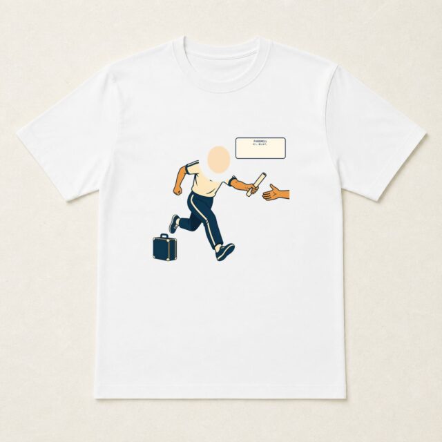 顔写真でつくる退職・送別Tシャツ「次へ、渡します。」
