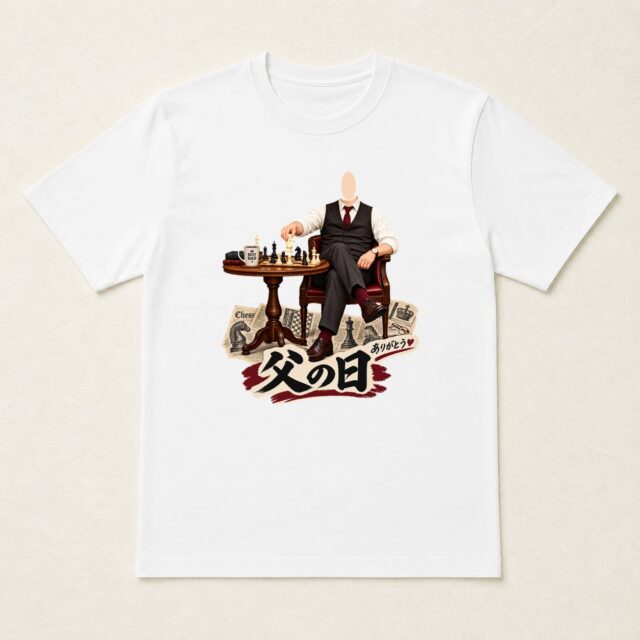 顔写真でつくる父の日Tシャツ「次の一手も楽しもう」