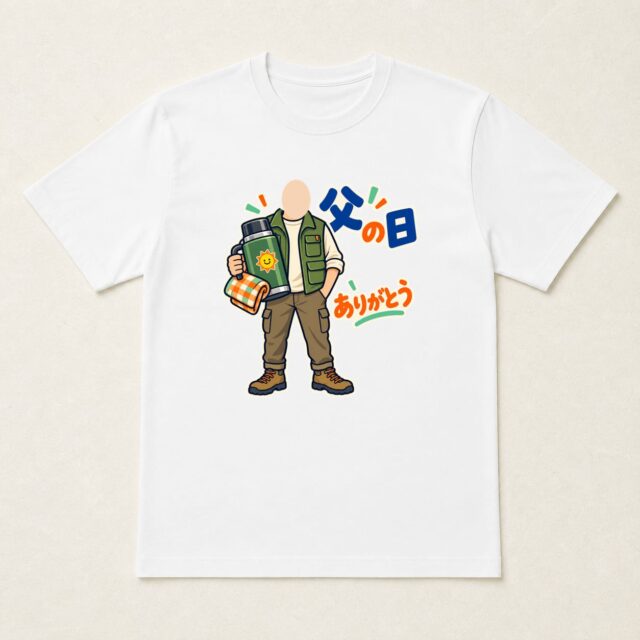 顔写真でつくる父の日Tシャツ「休日を、つめこんで」