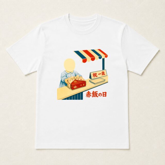 顔写真でつくる1歳誕生日Tシャツ「赤飯の日」