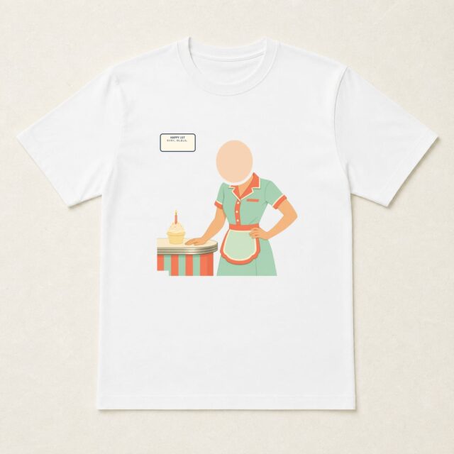 顔写真でつくる1歳誕生日Tシャツ「ろうそく、灯しました。」