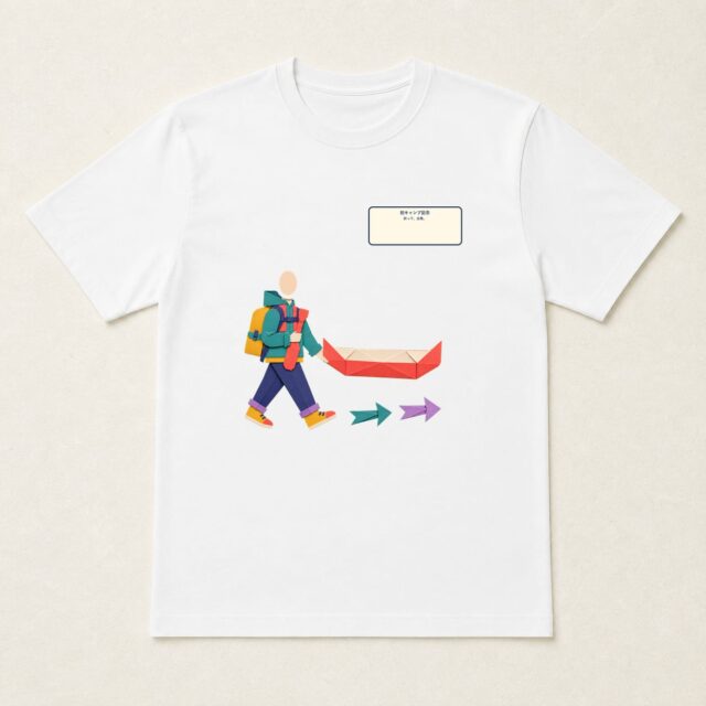 顔写真でつくる初キャンプ記念Tシャツ「折って、出発。」
