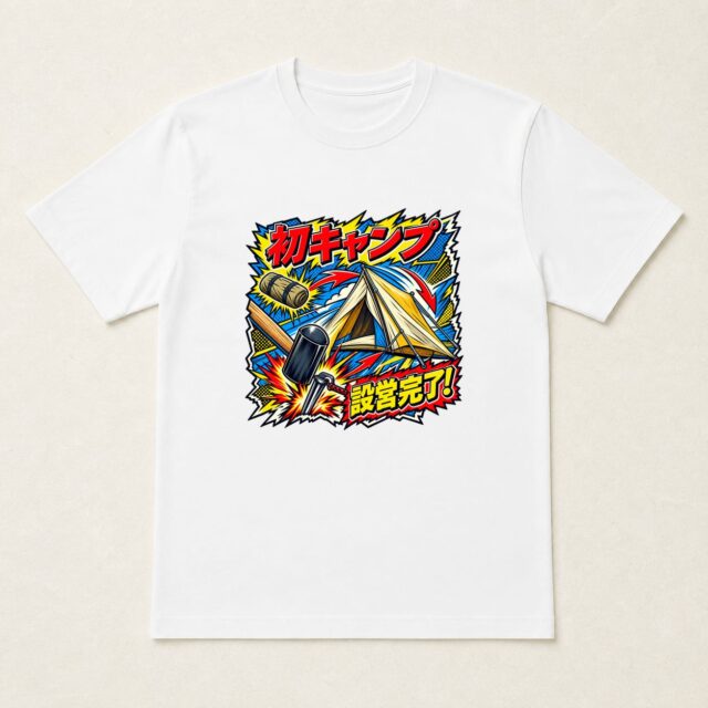 初キャンプ記念Tシャツ「初キャンプ設営ミッション」