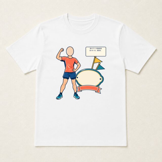 顔写真でつくる初マラソン完走記念Tシャツ「走りきった、記念日。」