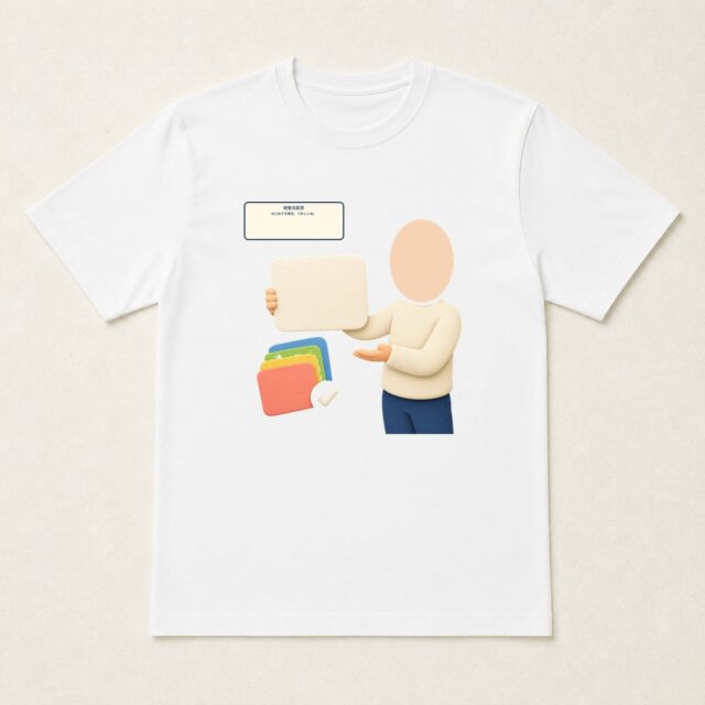 顔写真でつくる初受注記念Tシャツ「はじめての受注、うれしいね。」
