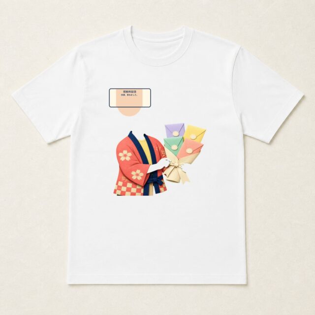 顔写真でつくる初給料記念Tシャツ「四通、束ねました。」