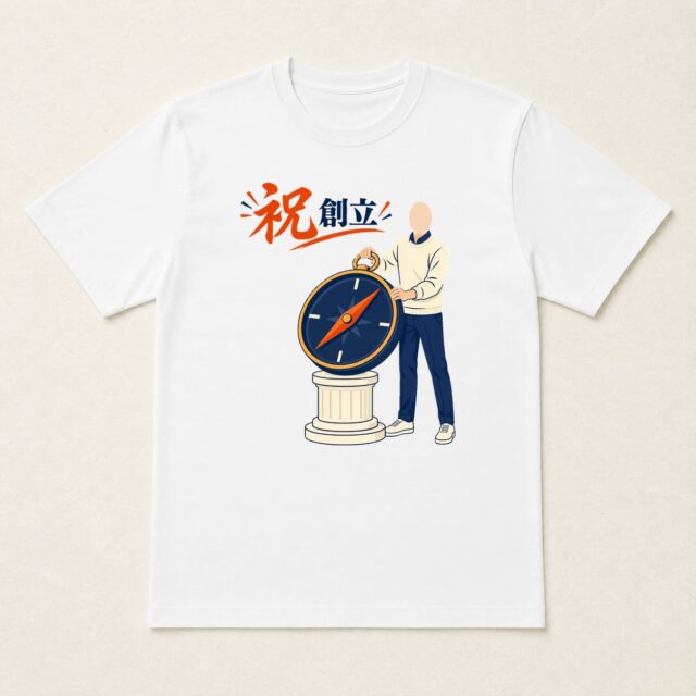 顔写真でつくる会社創立祝いTシャツ「進む方角を決める」