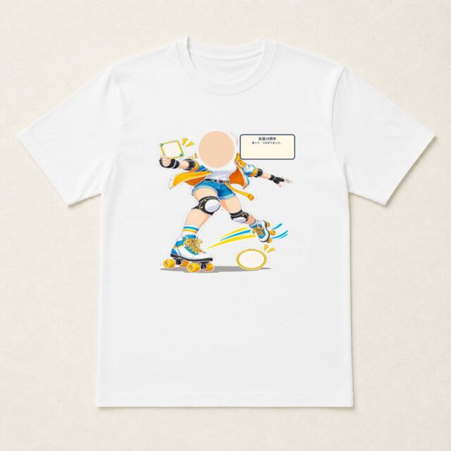 顔写真でつくる友達10周年Tシャツ「滑って、つながりました。」