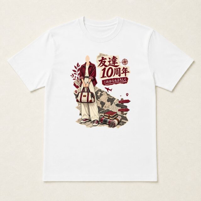 顔写真でつくる友達10周年Tシャツ「次の思い出へ」