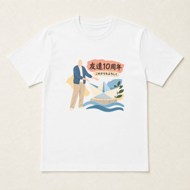 顔写真でつくる友達10周年Tシャツ「これからも、同じ風に」