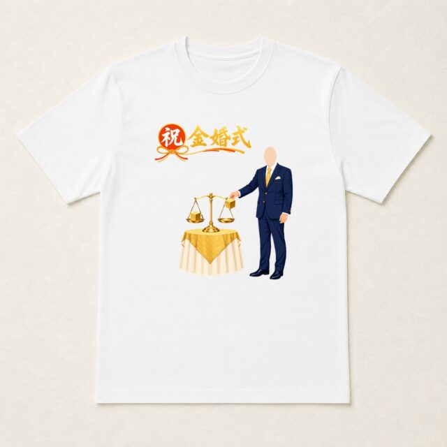 顔写真でつくる結婚50周年・金婚式Tシャツ「おたがいさまの五十年」
