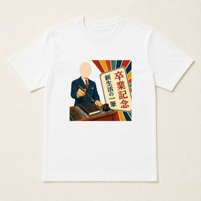 顔写真でつくる卒業祝いTシャツ「卒業記念の万年筆」
