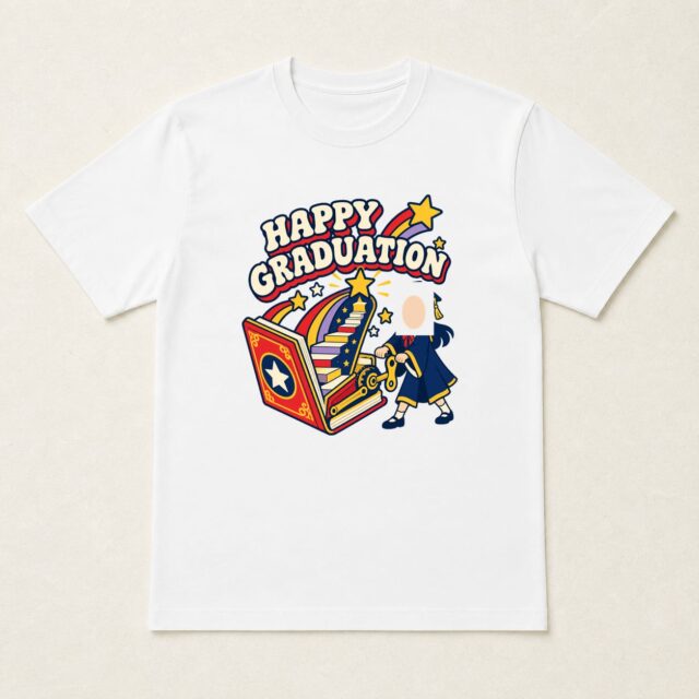 顔写真でつくる卒業祝いTシャツ「未来へひらく本」