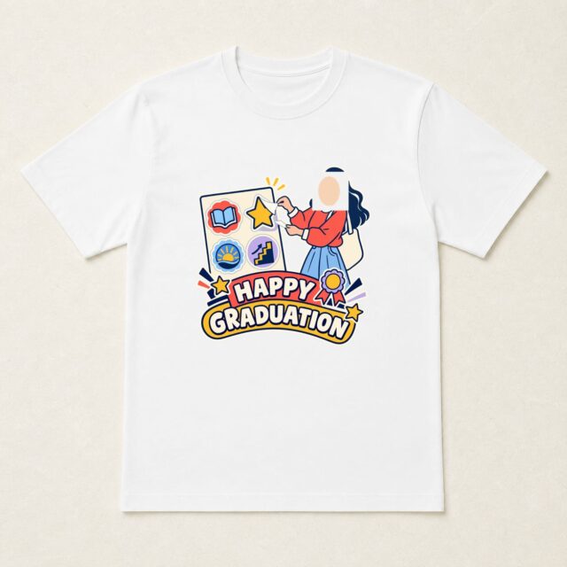 顔写真でつくる卒業祝いTシャツ「卒業バッジシート」