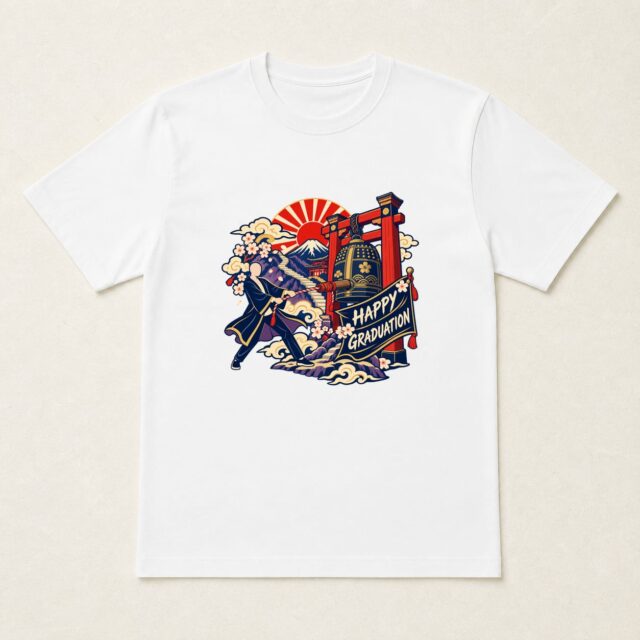 顔写真でつくる卒業祝いTシャツ「卒業の鐘を鳴らす」