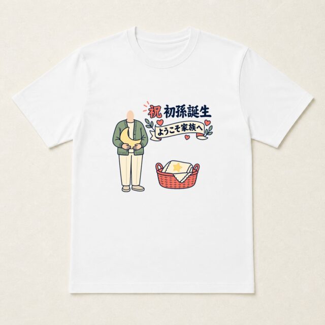 顔写真でつくる孫誕生祝いTシャツ「小さな夢を、待つ時間」