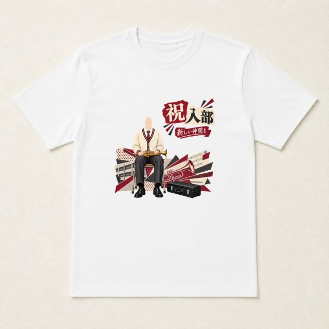 顔写真でつくる部活動入部記念Tシャツ「最初の音を待ちながら」