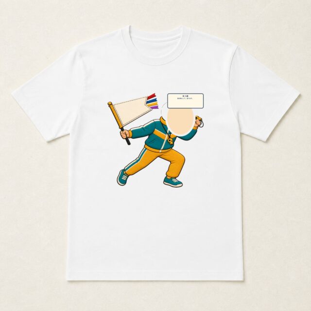 顔写真でつくる入園祝いTシャツ「笛を鳴らして、走ります。」