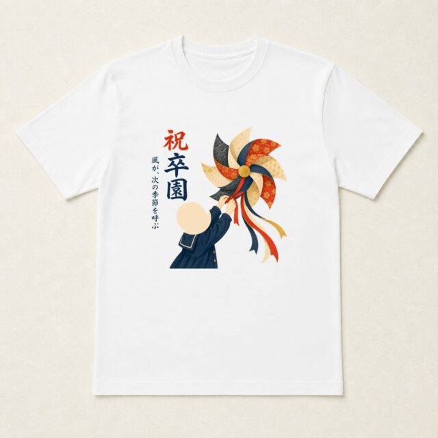 顔写真でつくる卒園祝いTシャツ「風が、次の季節を呼ぶ」